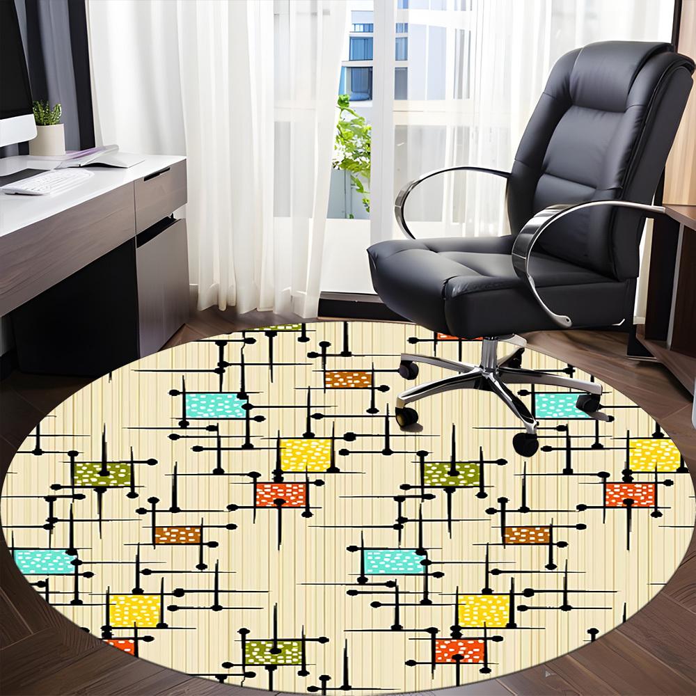 1pc Abstract Pattern Office Round Rug, Non-slip, Soft and Durable Office Rug for Interior Decoration, Perfect for Office, Beautiful Decoration yy26031