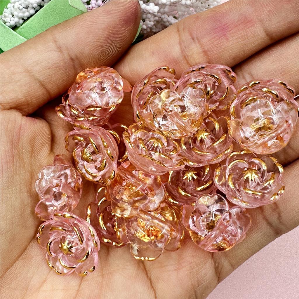 Handmade Materials  Fashion 20Pcs Necklace Pendant Bracelet DIY Beads DIY 17.6mm Acrylic Flower Beads  Jewelry Accessory