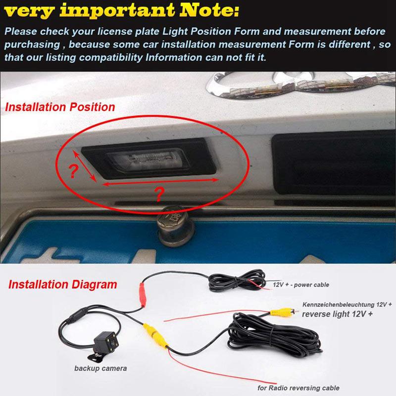 Car Rearview Backup Camera Vehicle Backup License Plate Cameras LED Night Vision for Volvo S80L /S40L/S80/S40/S60/V60/XC90/XC60/
