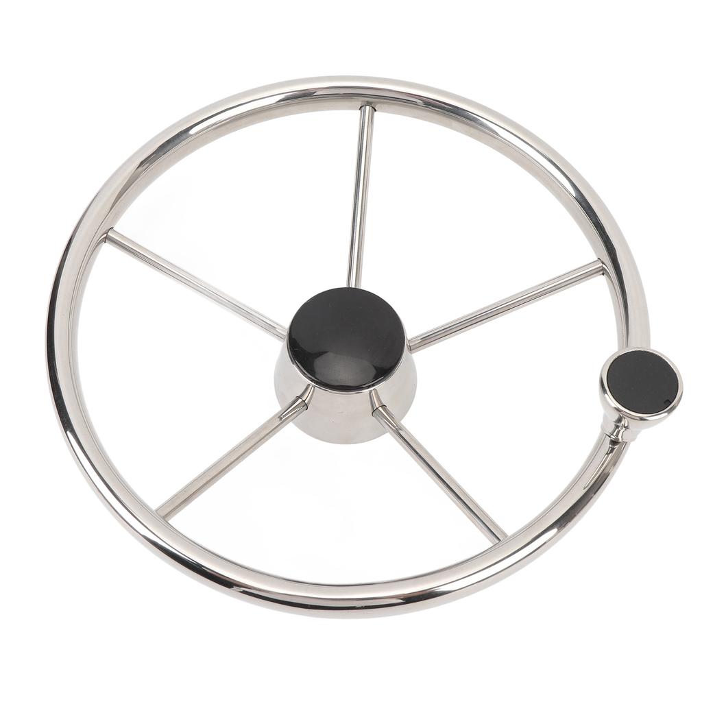 13 1 2 Inch Boat Steering Wheel 5 Spoke 25 Degree Stainless Steel Marine Steering Wheel with Center Cap and Grip for