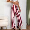 Женские тонкие и струящиеся брюки-клеш SHEIN, модные, с вертикальной красно-белой полоской, с высокой талией, широкие