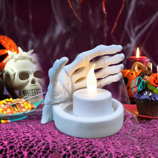 Подсвечник в виде руки-череп, напечатанный на 3D-принтере, подсвечник в виде скелета, готический настольный подсвечник в виде черепа для вечеринки на Хэллоуин, домашний декор интерьера