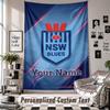 Wall Hanging Tapestry With Custom Name & Text, NSW Blues logo Decorative Tapestry For Bedroom