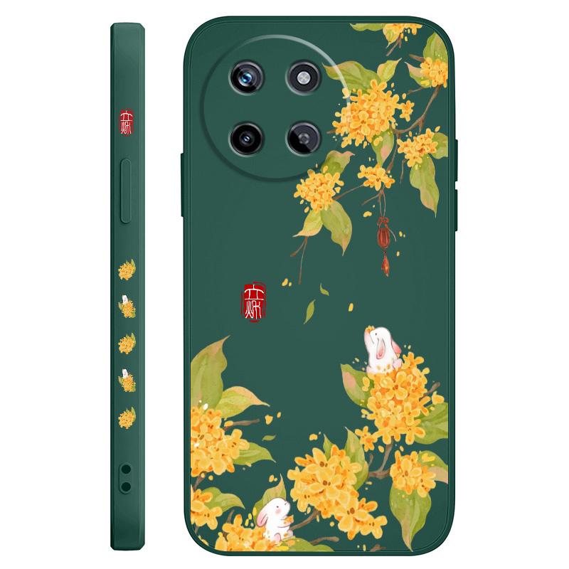 Osmanthus Rabbit Phone Case For OPPO Realme 12 11 10 9 9i 8 8i 7 Pro Plus C35 C21Y C25Y C25 4G 5G Liquid Silicone Cover