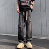 Тренд Гонконга, мужские летние новые прямые джинсы с персонализированными надписями в стиле хип-хоп, модные уличные модные красивые брюки в стиле хулиган