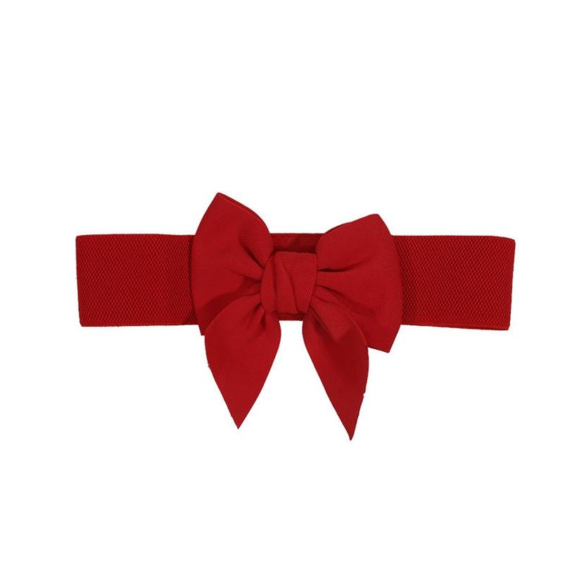 Vintage Bow Knot Elastic Waist Belt for Dress Women Elegant Stretchy Wide Waistband Cinch Belt