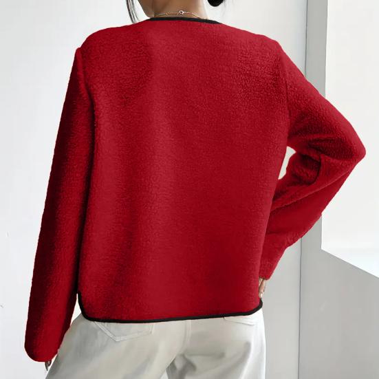 Женская флисовая куртка с открытой передней частью, кардиган с длинными рукавами, пальто, мягкие пушистые куртки-шерпа, осенняя повседневная теплая верхняя одежда