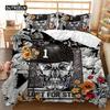 Комплект постельного белья с черепом Queen 3D Skeleton Floral Skull Pattern Printed Beds Qulit Cover Gothic Microfiber Beds Queen Size