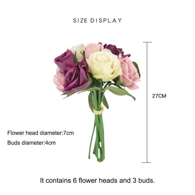 Очаровательные цветы Букет из 9 головок Декор для дома Украшение для вечеринки Роза Невеста День святого Валентина Цветочный орнамент Искусственные цветы Свадебное украшение Красивый