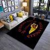 Red Skull Print with Golden Wings Flannel Non-Slip Rug for Living Room and Bedroom Decor