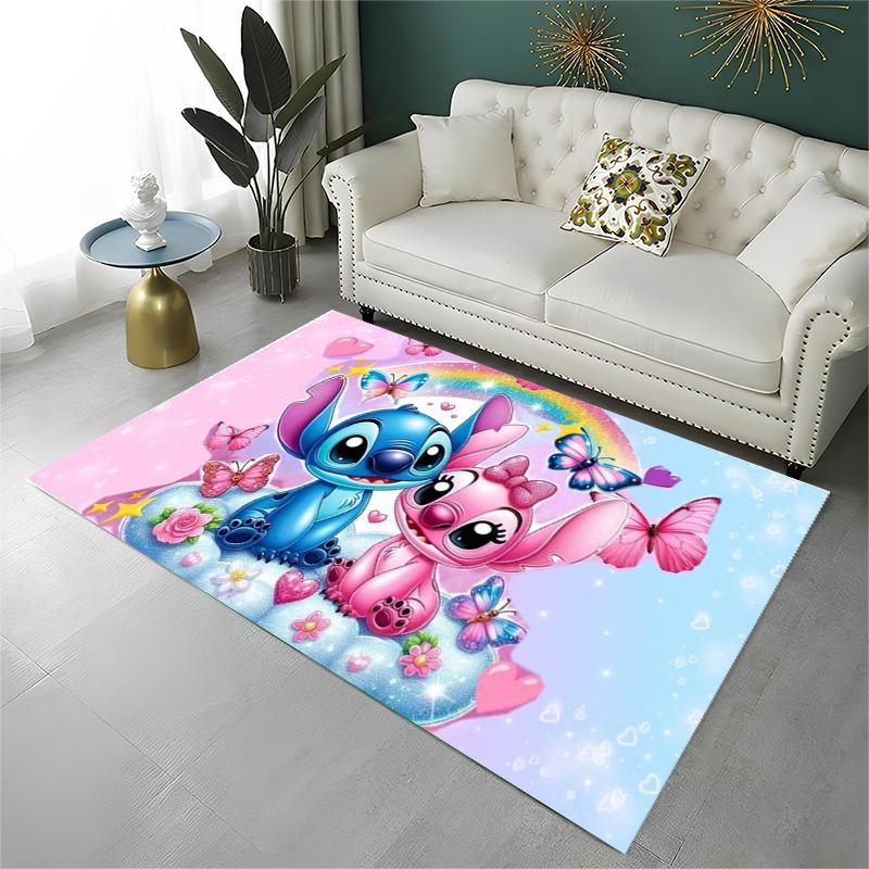 Cute S-Stitch Cartoon Non-Slip Area Rug for Living Room,Bedroom,Playroom,Soft Carpet Floor Mat Home Decor Rug Kids Room Gift