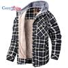 Winter Casual Plaid Hooded Velvet Thickened Warm Men Shirt Men's Cotton Loose Long Sleeve Shirts