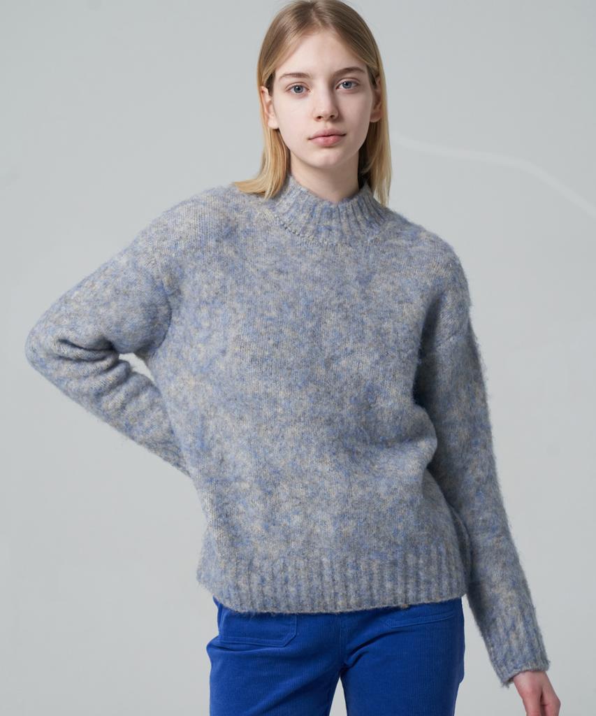 RAVEROUS Two-Tone Mock Neck Sweater Sky Blue
