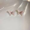 S925 Super Fairy Symphony Double Mesh Butterfly Stud Earrings Dream Fresh Less Earrings Versatile Internet celebrity earrings