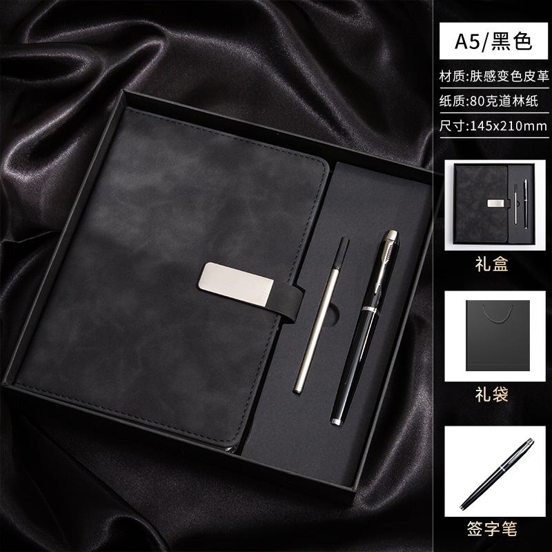 Customized A3 Hardcover Leather Bound Notebook with Logo Buckle 100 Sheets Thermal Binding for Office Business Meetings Record