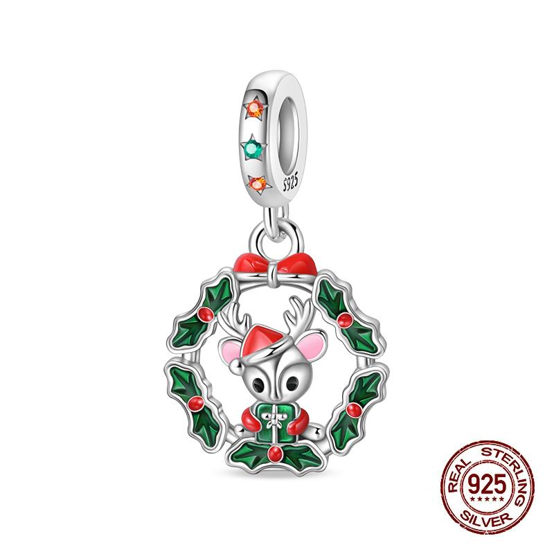 Зимние Шармы Медь Лось Медведь Санта Клаус Шармы Бусины Подходят для Оригинальных Браслетов Для Женщин Сделай Сам Праздничные Ювелирные Изделия Подарки