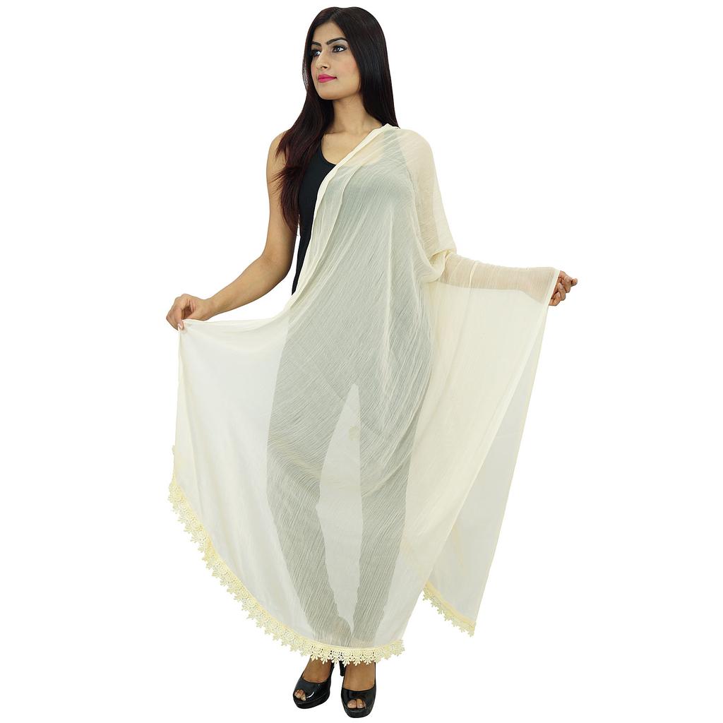 Chiffon Blend Dupatta Long Stole Women Neck Wrap Indian Scarves Chunni Beach