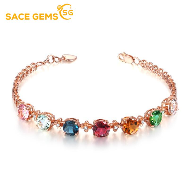 Sace Gems Zircon Bracelet Jewelry Geometric Bead Chain Link Bracelets Fashion Fine Wedding Gift for Girlfriend Women