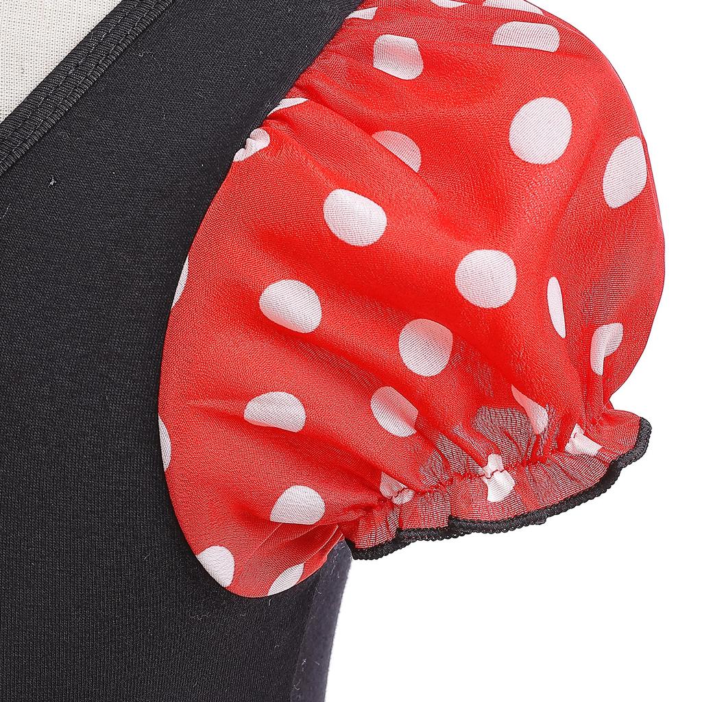 Нарядный костюм Минни Маус на Хэллоуин для девочек, детей, юбка в горошек, короткие рукава, галстук-бабочка и повязка на голову, размер 90, 12-24 месяца