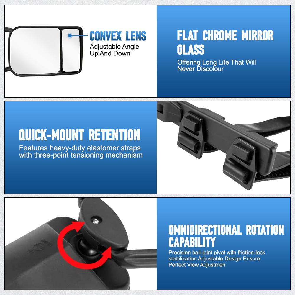 1/2PCS Universal Towing Mirror Tow Mirror Caravan Trailer Car Rear View Mirror Blind Spot Convex Wide Angel Hauling Extension