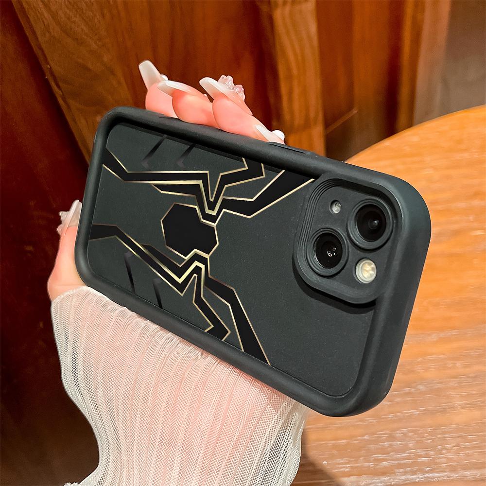 Черный квадратный силиконовый чехол для телефона с рисунком паутины для iPhone Samsung Galaxy Xiaomi Redmi POCO HUAWEI Honor противоударный защитный резиновый чехол