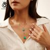 ORSA JEWELS Модное Y-образное колье-чокер из стерлингового серебра 925 пробы с нерегулярным бирюзовым камнем, длинная цепочка, женское украшение GMN50