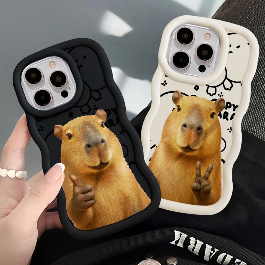 Мягкий чехол для телефона для iPhone 13 15 Plus 11 8 14 17 Air 16 Pro Max 12 XR Капибара Милый Модный