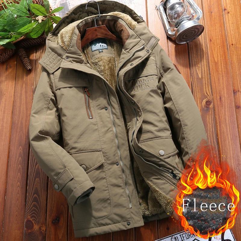 Winter Parka Men Windbreaker Fleece Thick Warm Fur Coats Male Retro Hooded Streetwear Overcoats Men's Windproof Jackets 6xl
