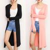 Women's Lengthened Solid Color Cardigan Shawl Sun Protection Clothing Air-Conditioning Shirt Long-Sleeved Thin Coat