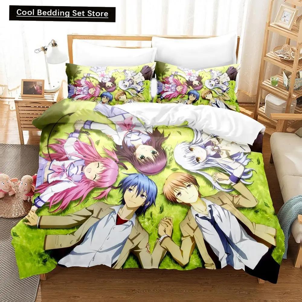 3D Принт Аниме Angel Beats Постельный Комплект Пододеяльник Комплект для Кровати Покрывало Наволочка Одеяло Кинг Размер Королева Размер Мальчики Взрослые Постельное Белье