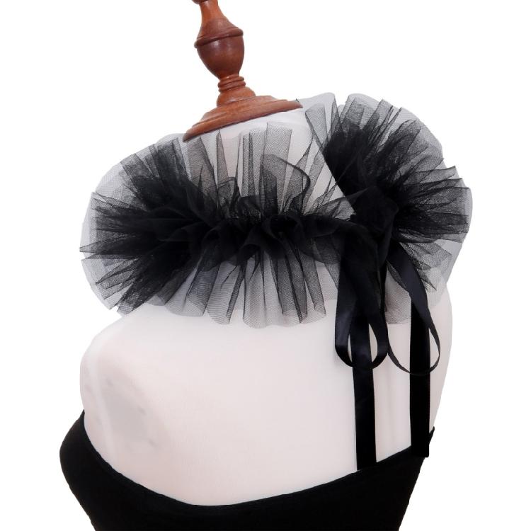 Vintage Renaissances Ruffled Mesh False Collar Victorian Gothic Neck Ruff Shawl Scarf Costume Cosplay Props for Women