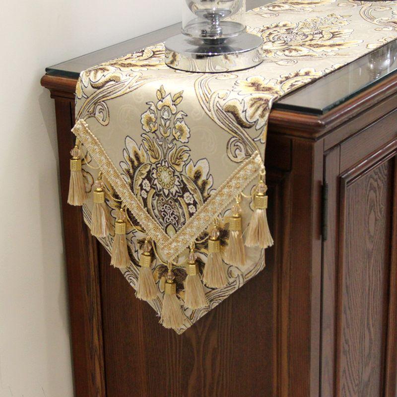 Высококачественные жаккардовые столы, флаг, хлопок, лен, цветочная живопись, дорожка для стола, домашний декор, ТВ, чай, обеденная скатерть, коврик, подвеска с кисточкой