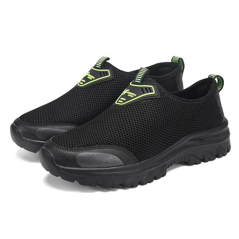 Men Non Slip Black Sports Shoes Breathable Mesh Casual Running Shoes One Foot Slip Le Fu  New Outdoor Summer Barefoot Shoes
