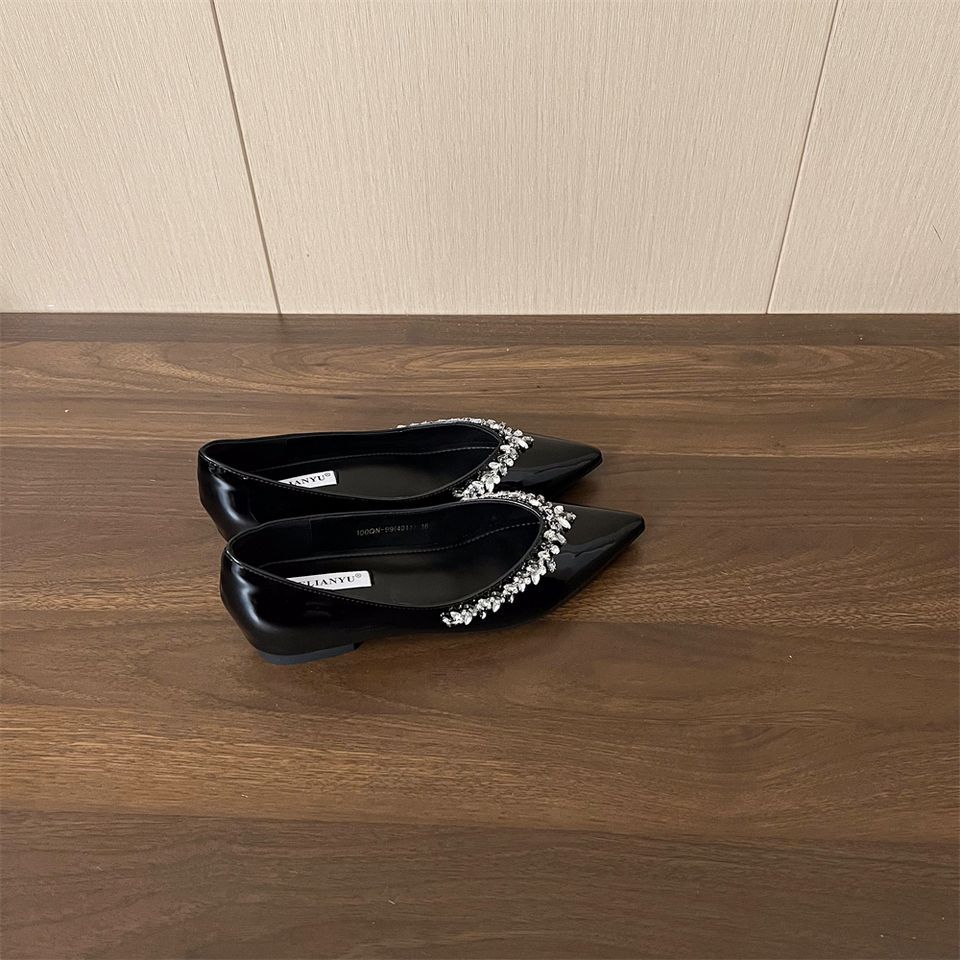 Черные универсальные туфли-лодочки с острым носом, на мягкой подошве со стразами и внутренней платформой, увеличивающей высоту, женские осенние новинки 2025 года