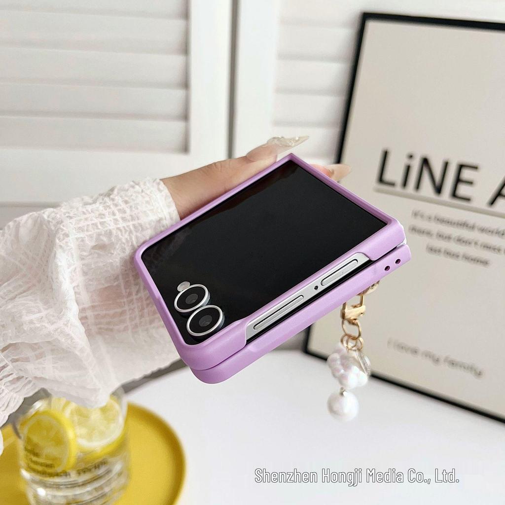 Samsung Z Flip7 Frosted Skin-Feel Case with Hand Strap - Drop-Proof Protective Cover for Flip6