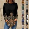 Tee Shirts For Women Fall Casual Long Sleeve Shirts Sweatshirt Retro Printing Top Pullover