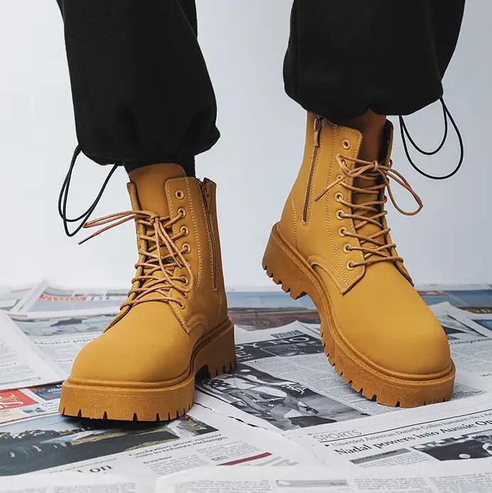 Ботинки Martin мужские весенние высокие ботинки ретро британский стиль для отдыха локомотив кожаные ботинки для отдыха на открытом воздухе водонепроницаемые и нескользящие ботинки из ревеня
