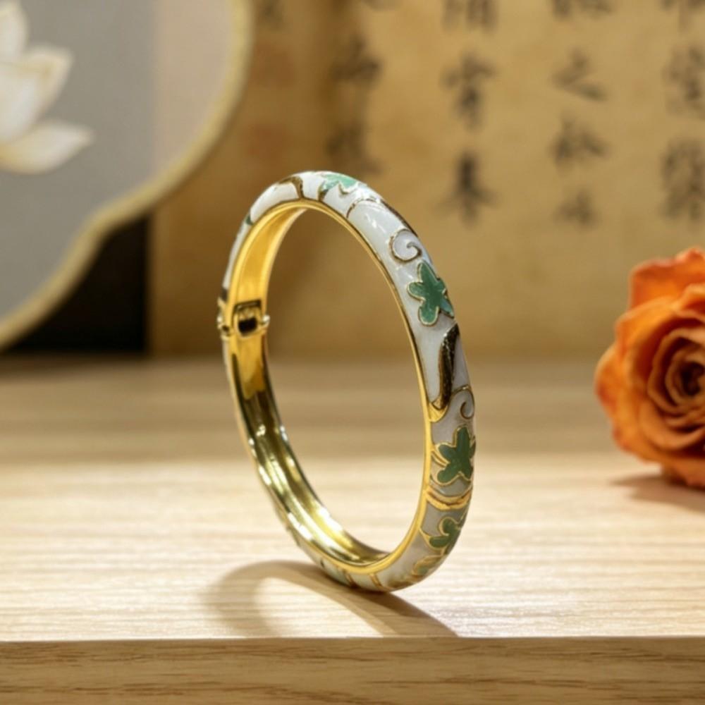 Enamel Floral Vintage Cloisonne Bangle Colorful Women's Hand Bracelet Chinese Flower Bangle Girls