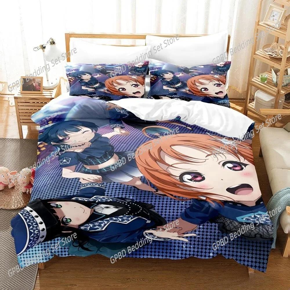 Модный Кавай Love Live! Постельное белье 3D-печать Подходит для спальни Мягкий пододеяльник с наволочками Детское домашний текстиль