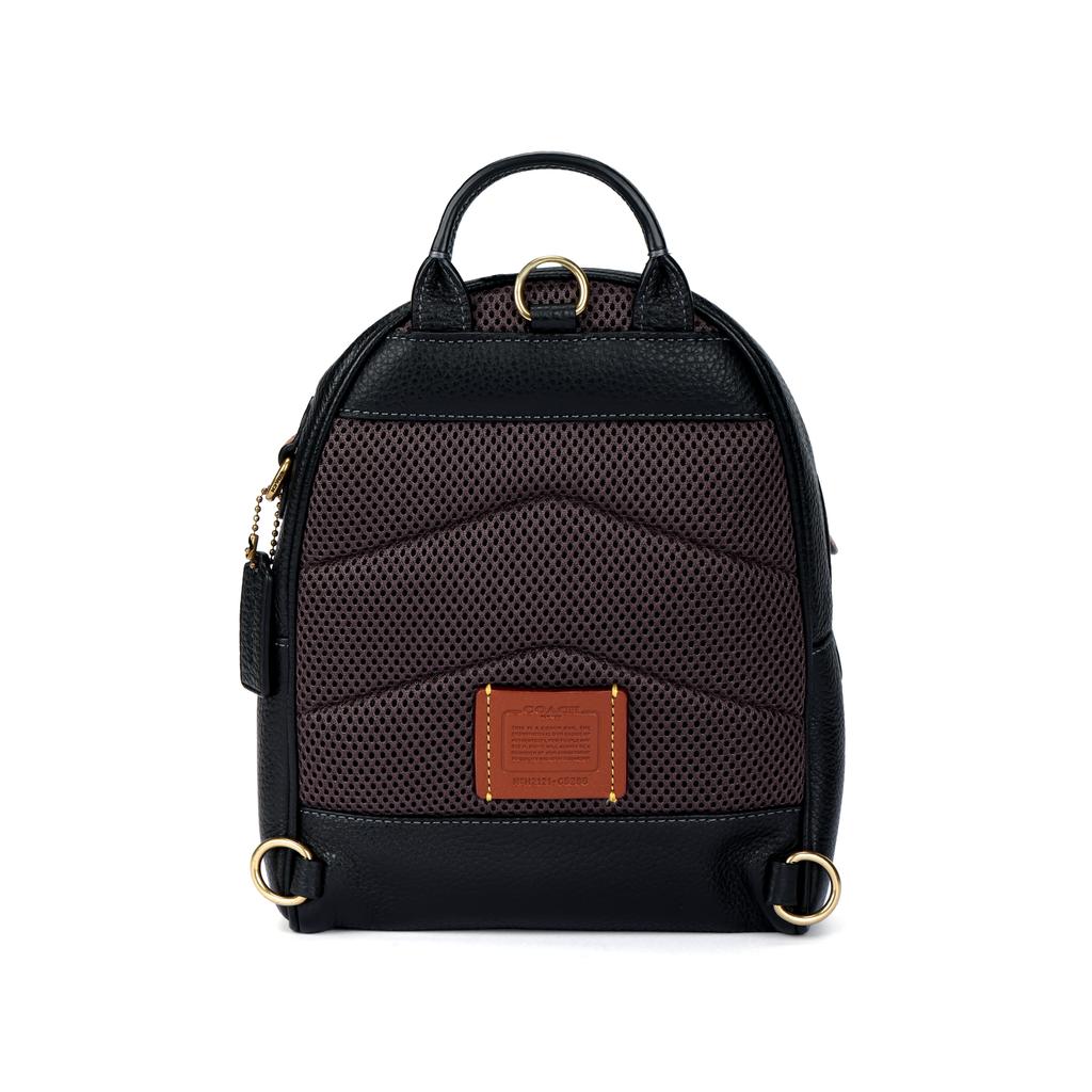 Coach Charter 18 Color Block Zip Leather Backpack Unisex Backpacks Brown Black C5286-B4M2
