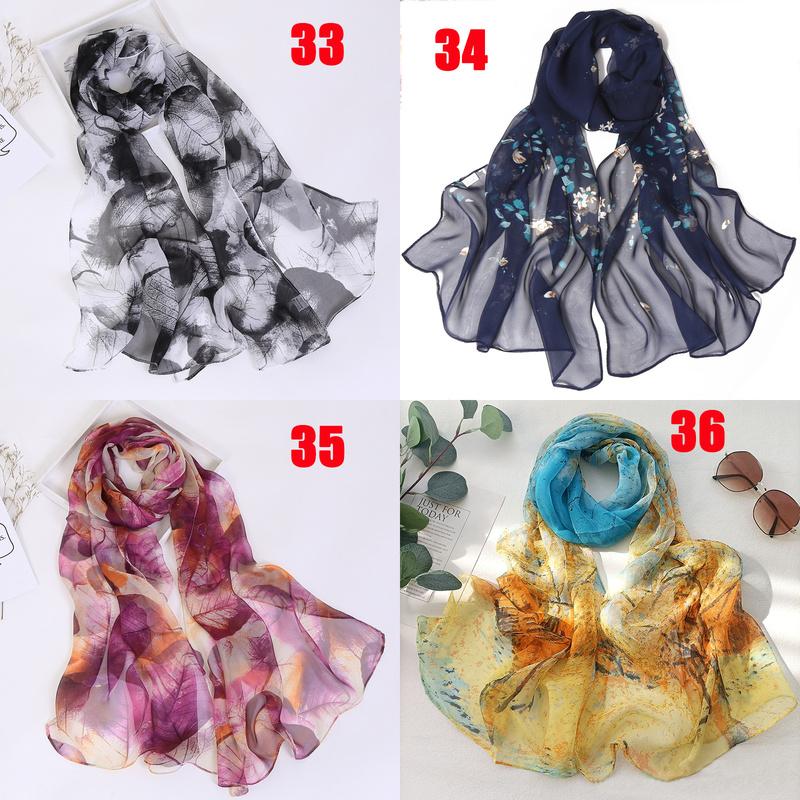 40 цветов, новый длинный шелковый атласный женский шарф с принтом, винтажный универсальный солнцезащитный пляжный шаль, шарф