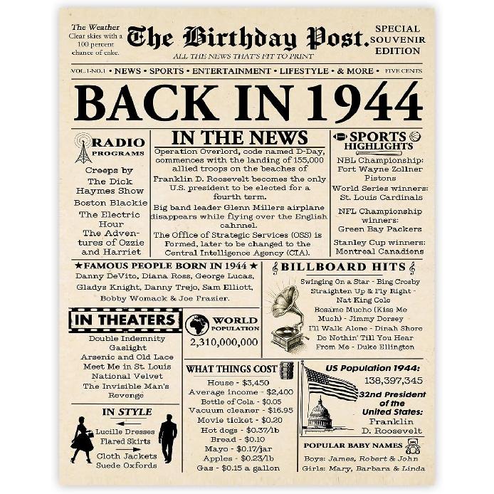 Stuff4 51st Birthday Poster Unframed - Born In 1975 Newspaper - Happy 51 Birthday for Men Women Retro Vintage Gifts Back In 1975, 8x10 Inch Bday