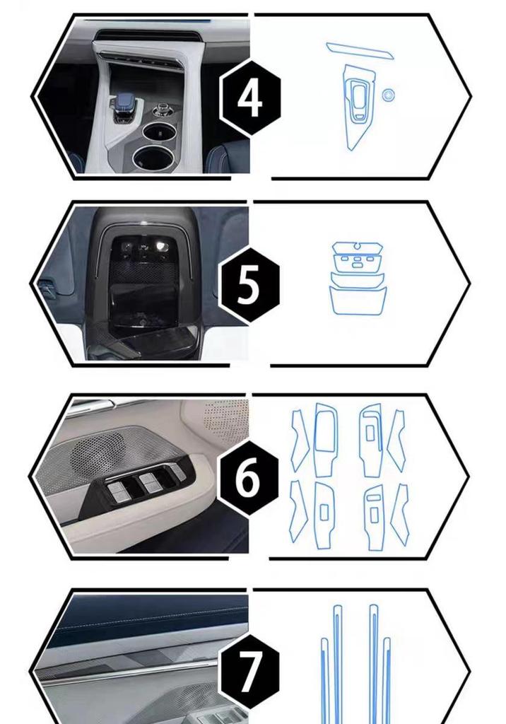 Zeekr 001 Smoked Headlight Film, Transparent Interior & Taillight Film, TPU Dashboard Screen Protector, Wear-Resistant
