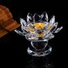 Durable Crystal Lotus Candlestick Elegant Lotus Flower Figurines Glass Candle Stand  Coffee Table