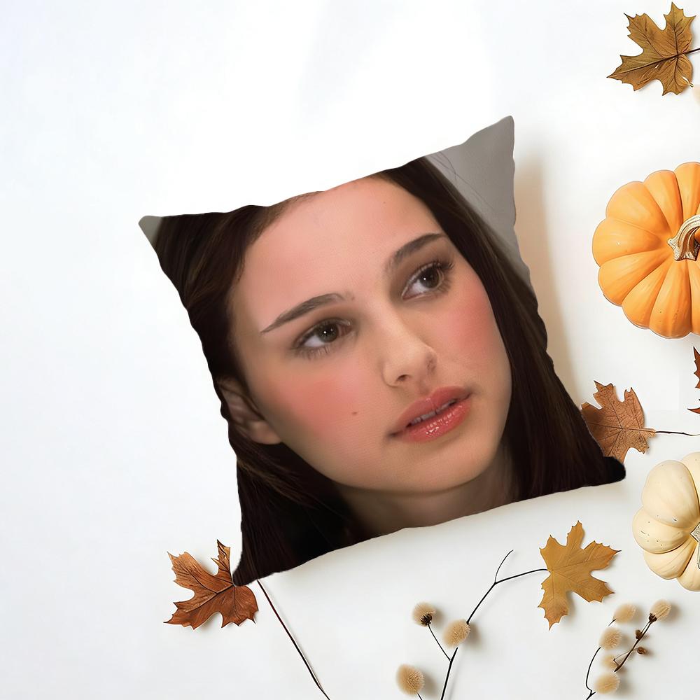 NNatalie Portman Cushion Cover Washable Linen Pillowcase Soft  for Daily Sofa Bed Home Room Decor