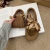 French Retro Style Bow Satin Shoelaces Ballet Shoes Mary Jane Shoes Soft Flat Comfortable Soft Leather Single Shoes Women