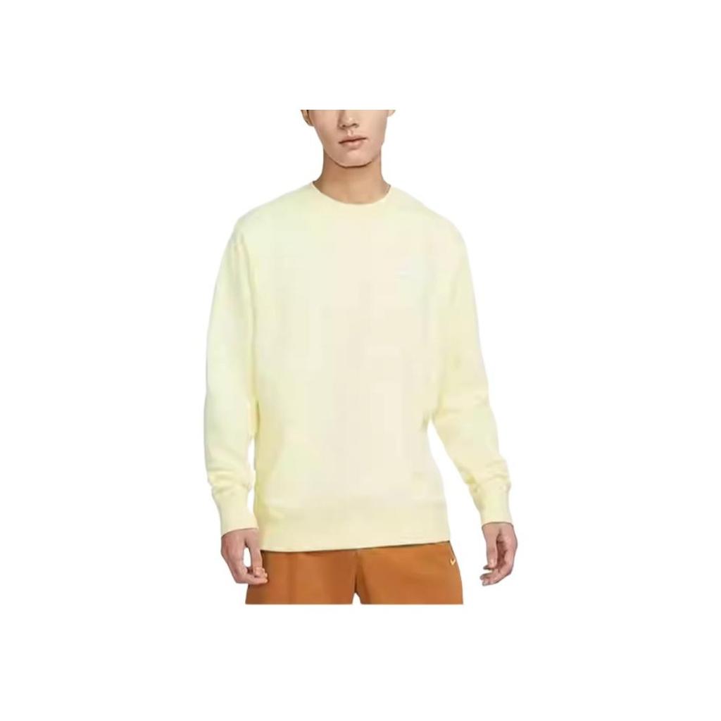 Nike Sportswear Club Fleece Embroidered Logo Crewneck Sweatshirt Men Tops Light-Yellow BV2663-744
