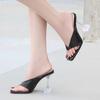 Women Plus Size Sandals New Square Toe High Heel Fashion Open Flip Flops Design Quality Slippers Indoor Zapato