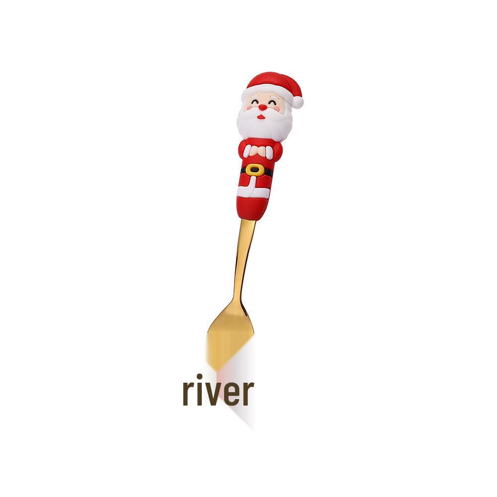 Набор мультяшных рождественских ложек и вилок с оленями - Милый подарок из нержавеющей стали в цветной коробке