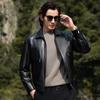 Futting Men's Lambskin Turn-Down Collar Leather Jacket